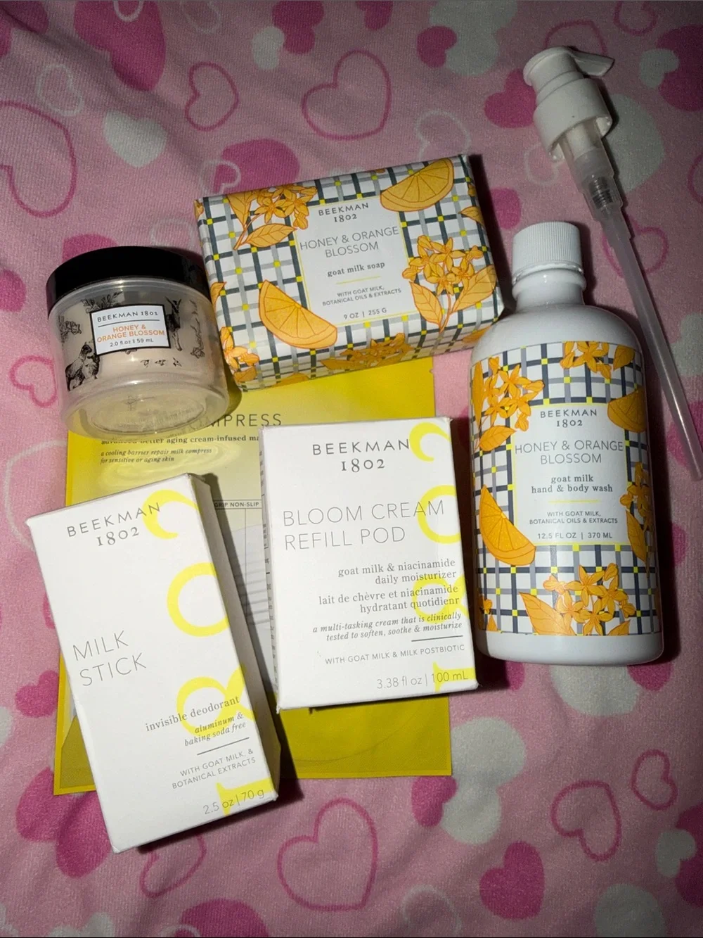 Beekman 1802 Honey & Orange Blossom bundle w/milk stick & bloom cream refill pod